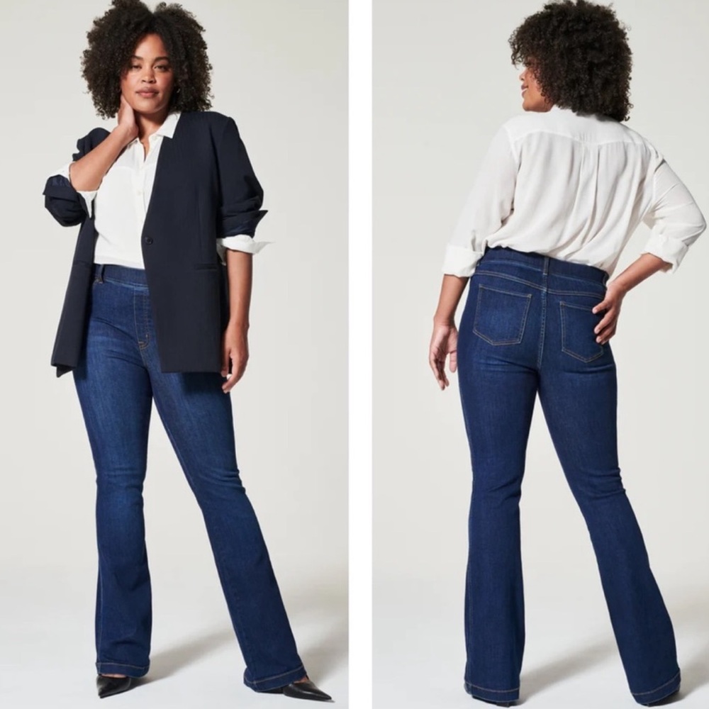 Spanx Flare Jeans in Midnight Shade.